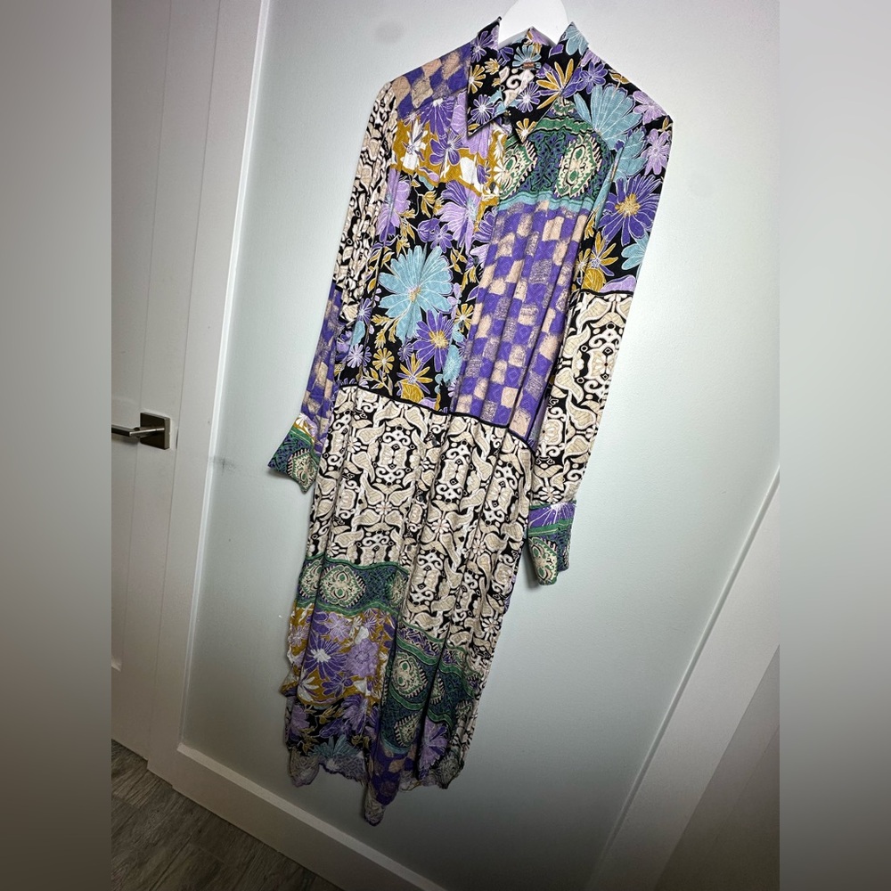 Free People Jackie  Boho Maxi Shirt Dress Size Medium - Picture 11 of 15